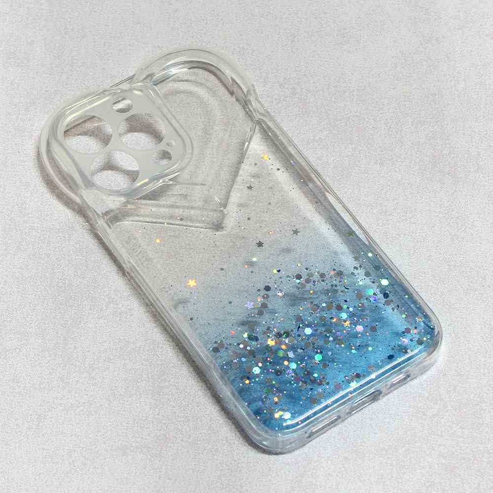 Maska za iPhone 13 Pro Heart Glitter plava