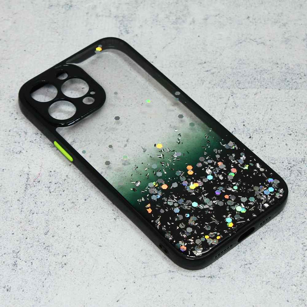 Maska za iPhone 13 Pro Max Frame Glitter crna