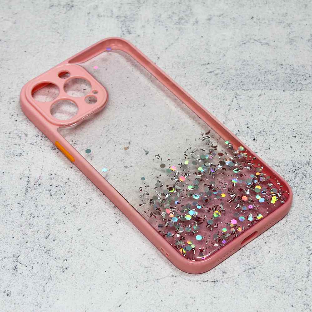 Maska za iPhone 13 Pro Max Frame Glitter roze