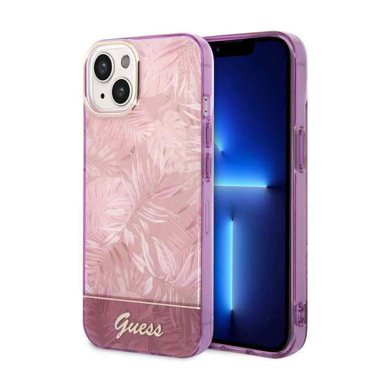 Maska za iPhone 14 Plus Guess Hc IML Electro Cam Jungle pink