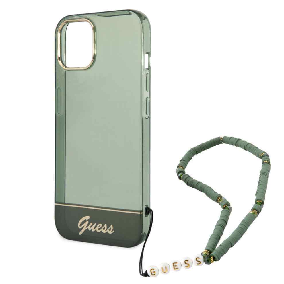 Maska za iPhone 14 Plus Guess Hc IML Electro Cam Strap zelena