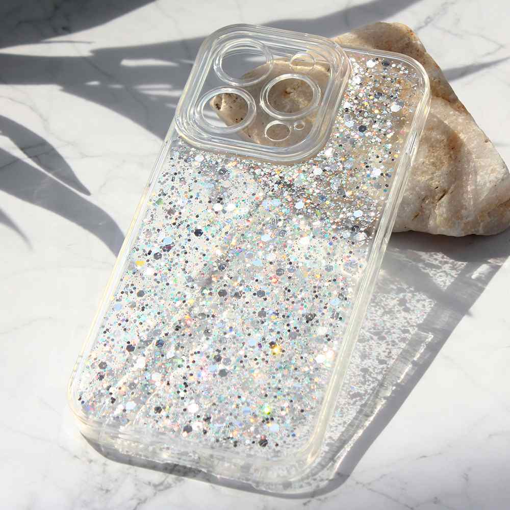 Maska za iPhone 14 Pro Glitter srebrna