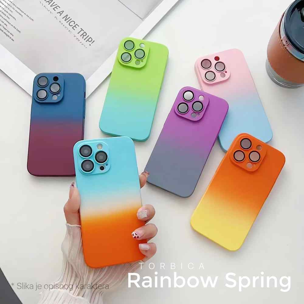 Maska za iPhone 14 Rainbow Spring tamno plavo bordo