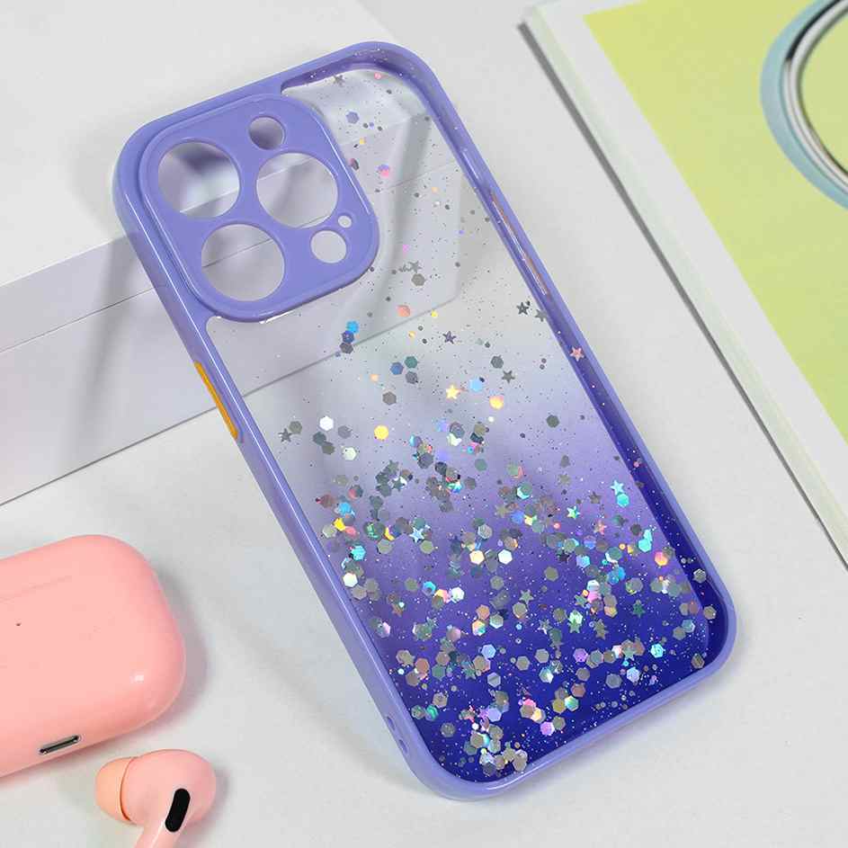 Maska za iPhone 15 Pro Frame Glitter ljubicasta