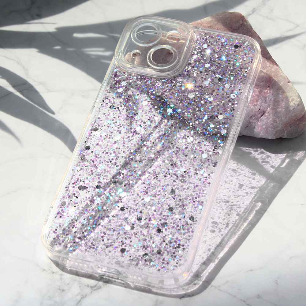 Maska za iPhone 15 Glitter ljubicasta