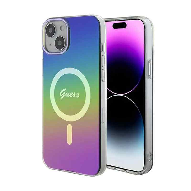 Maska za iPhone 15 Guess Hc IML Magsafe Iridescent crna