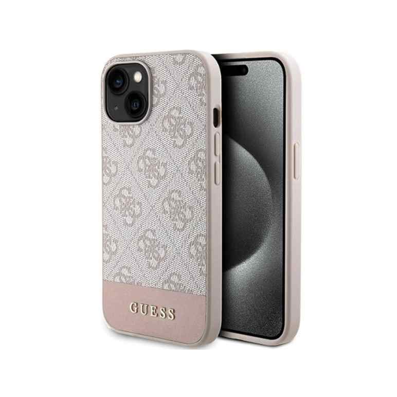 Maska za iPhone 15 Guess Hc PC/TPU 4G Bottom Stripe roze