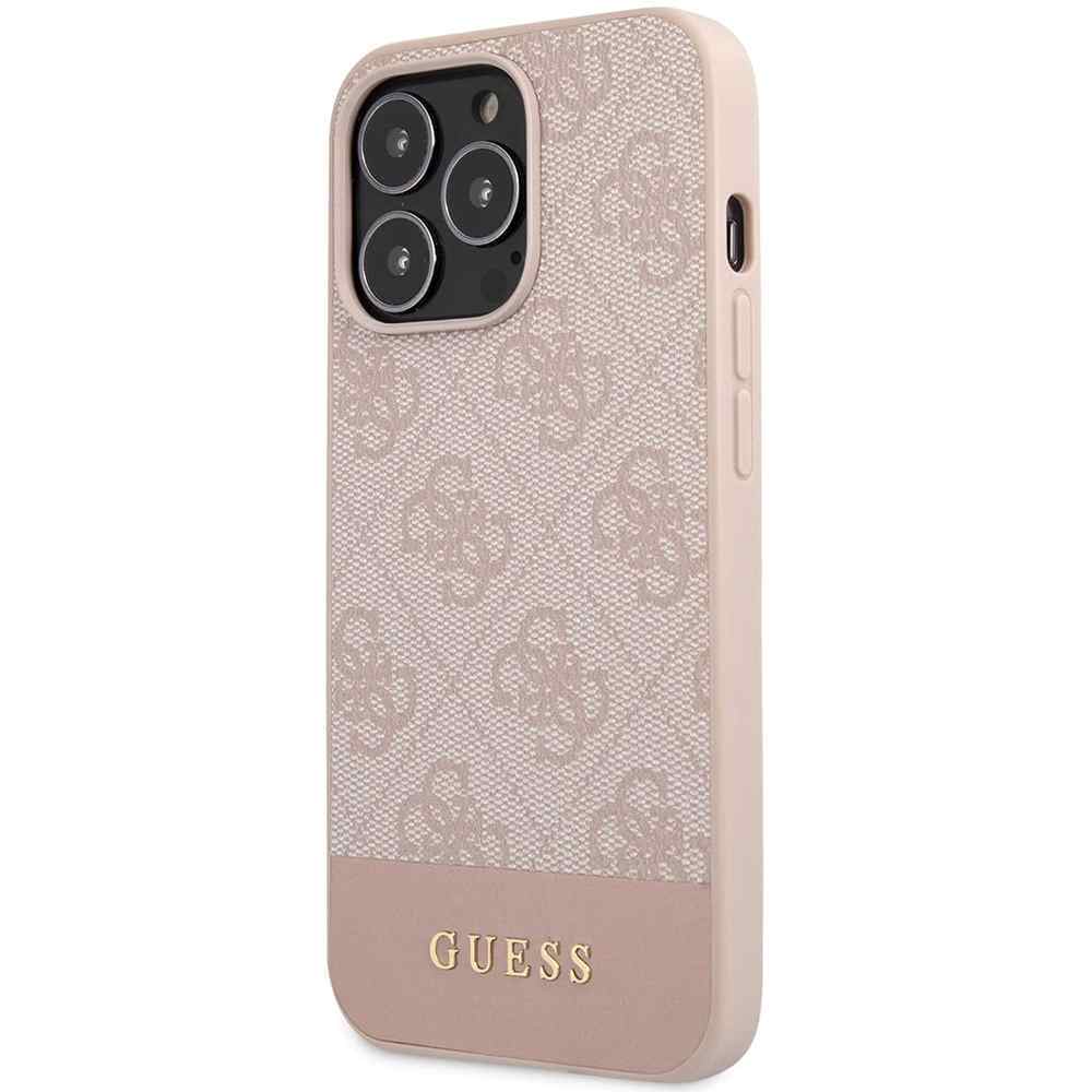 Maska za iPhone 15 Pro Guess Hc PC/TPU 4G Pu Bottom Stripe roze