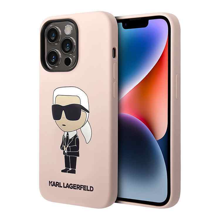 Maska za iPhone 15 Pro Karl Lagerfeld Hc Silicone NFT Ikonik roze