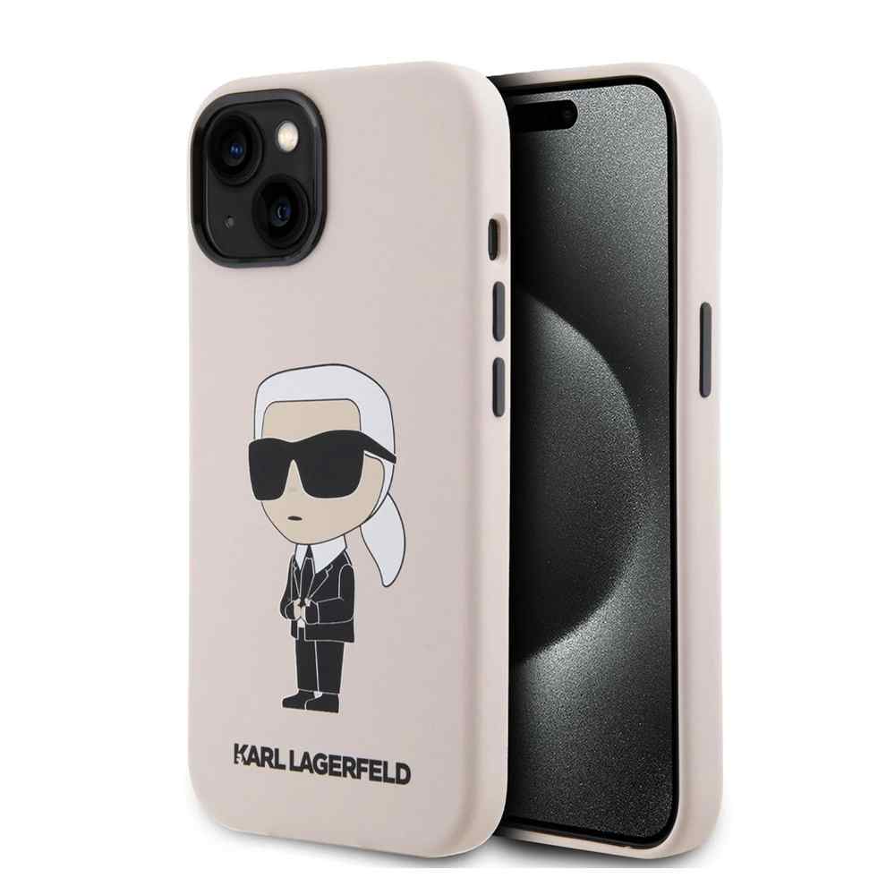 Maska za iPhone 15 Karl Lagerfeld Hc Silicone NFT Ikonik roze