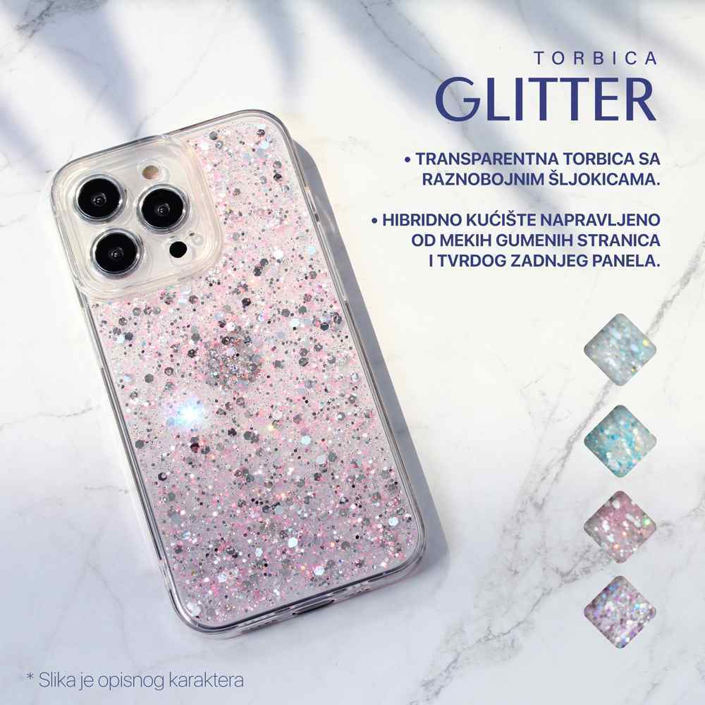 Maska za iPhone 15 Pro Max Glitter plava