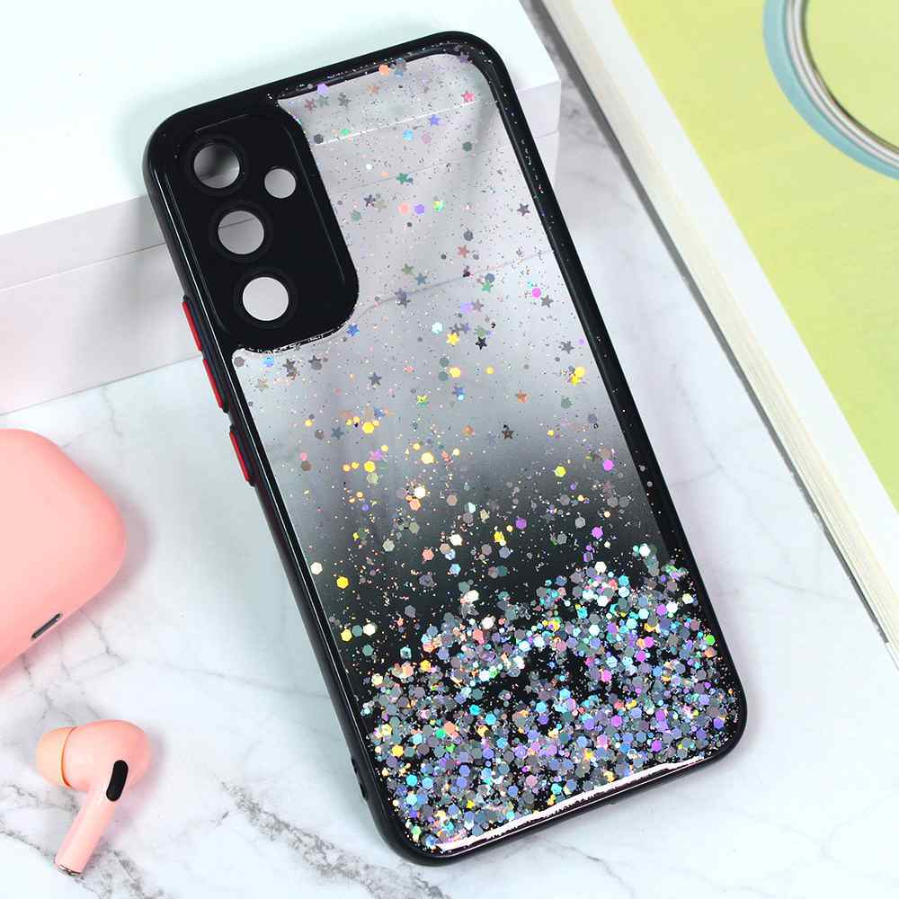 Maska za Samsung A34 5G Frame Glitter crna