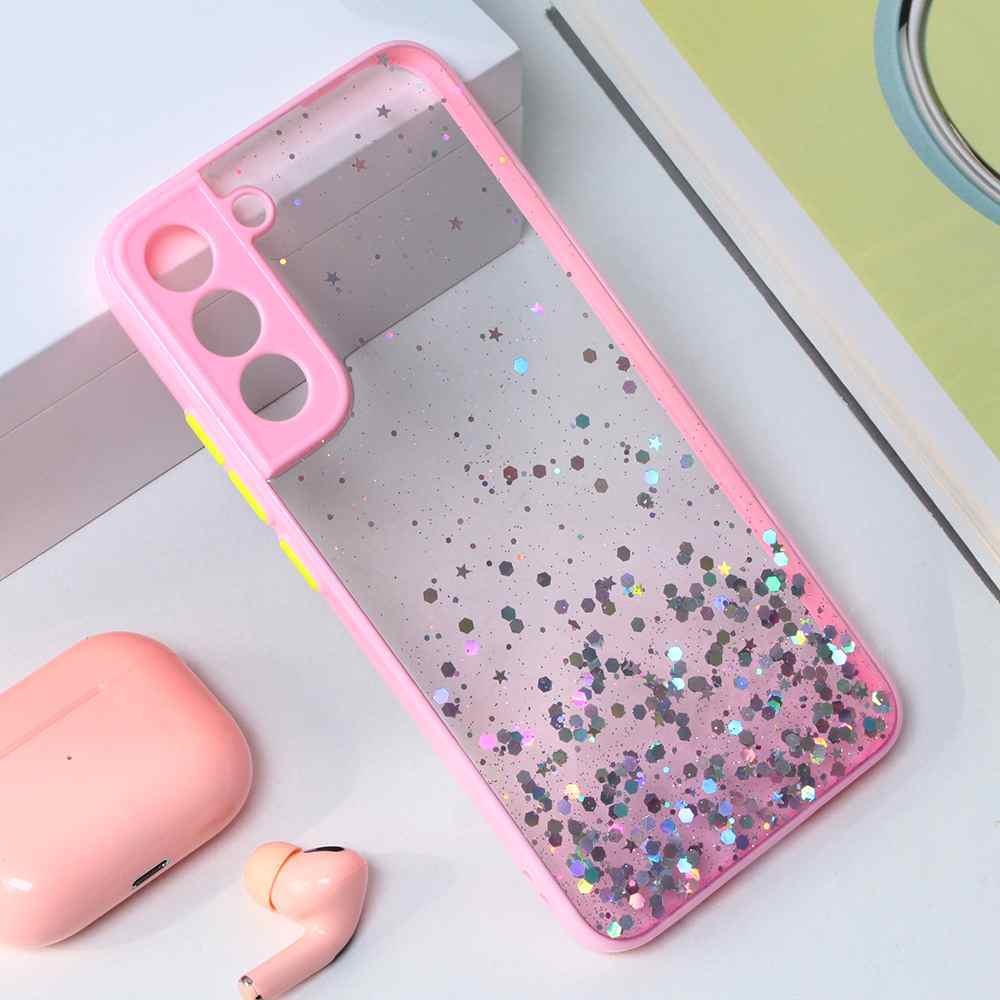 Maska za Samsung S22 Plus 5G Frame Glitter roze