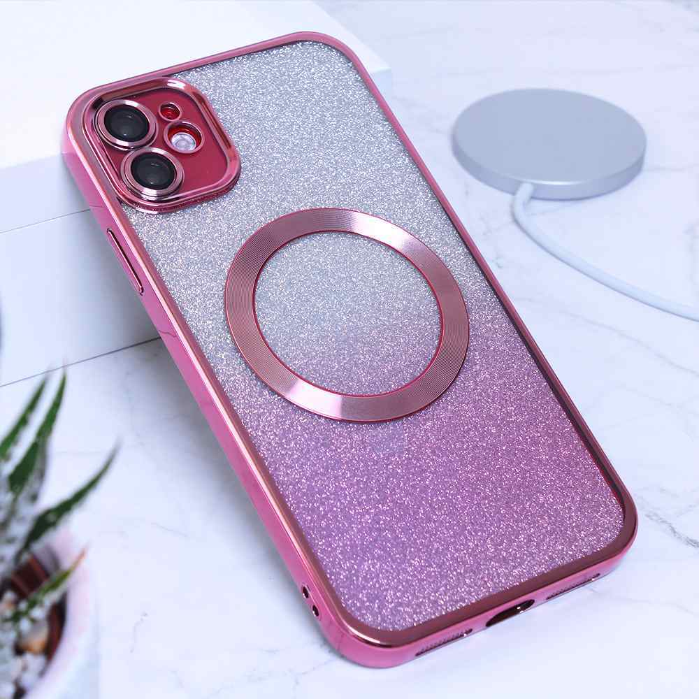 Maska za iPhone 11 Shine Magsafe roze