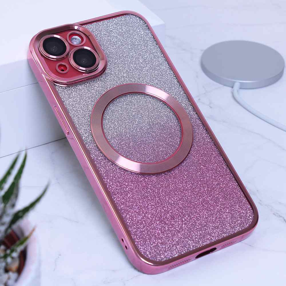 Maska za iPhone 13 Shine Magsafe roze