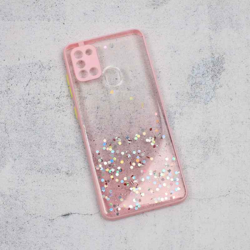 Maska za Samsung A21s Frame Glitter roze