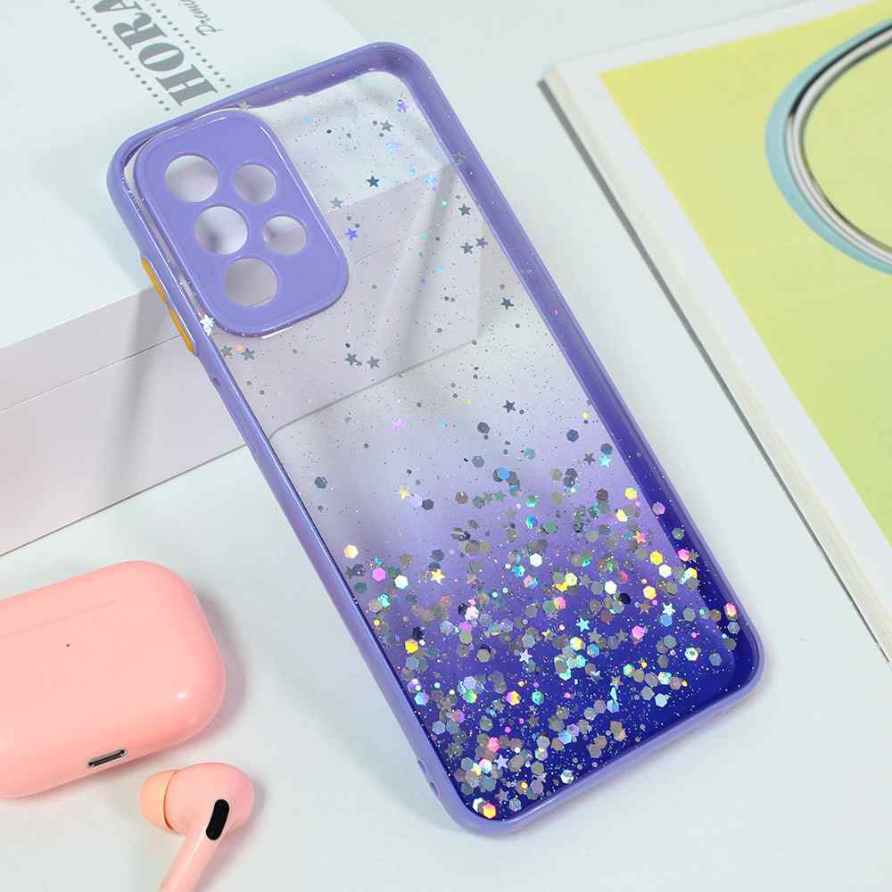 Maska za Samsung A23 4G/5G Frame Glitter ljubicasta