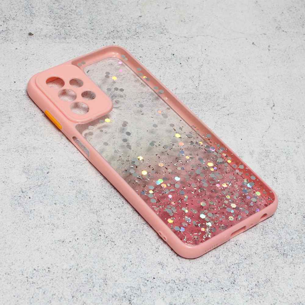 Maska za Samsung A23 4G/5G Frame Glitter roze